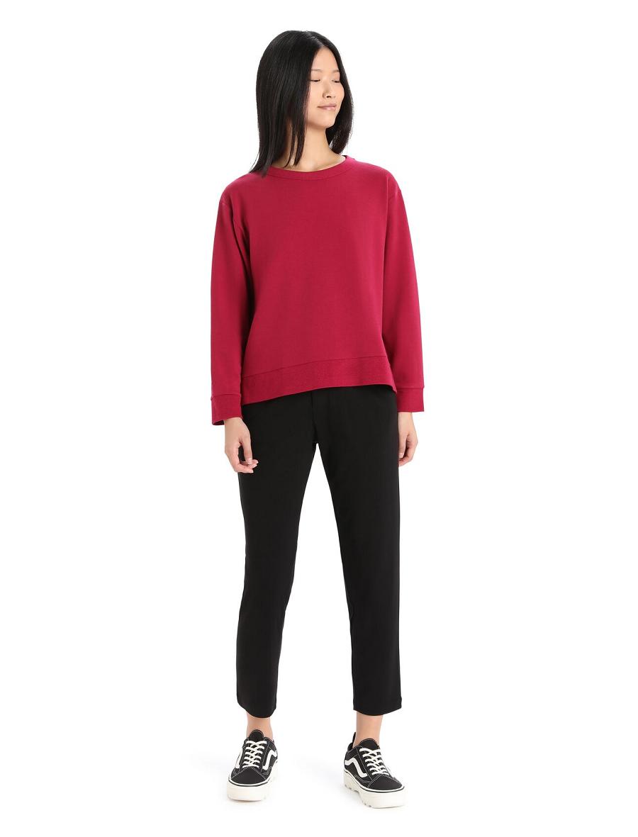 Cherry Women's Icebreaker RealFleece™ Merino Dalston Long Sleeve Sweatshirts | USA 1613GSOL